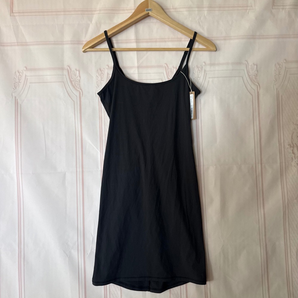 Skims Fits Everybody Slip Dress Onyx Black Mini Size M NWT $70